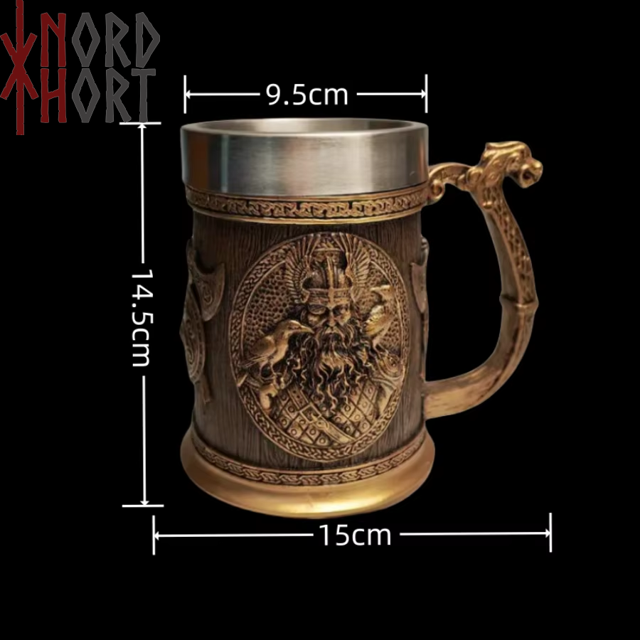 Medieval Norse Mythology Folklore Viking Mars Beer Mug American Vintage Wine Glass Embossed Eagle Pirate Skull Mug Stainless
