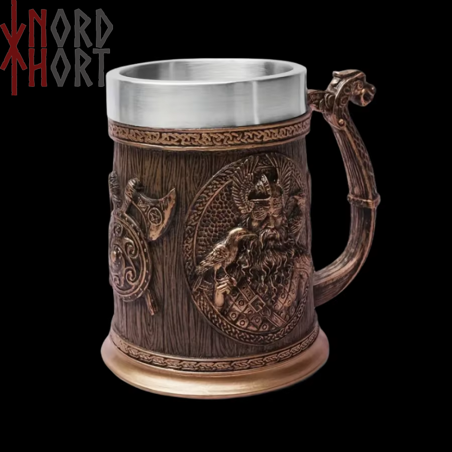 Medieval Norse Mythology Folklore Viking Mars Beer Mug American Vintage Wine Glass Embossed Eagle Pirate Skull Mug Stainless