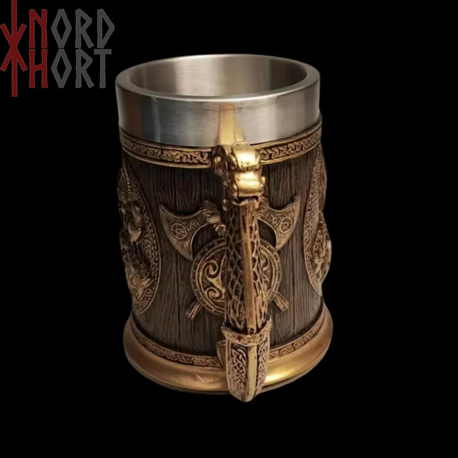 Medieval Norse Mythology Folklore Viking Mars Beer Mug American Vintage Wine Glass Embossed Eagle Pirate Skull Mug Stainless